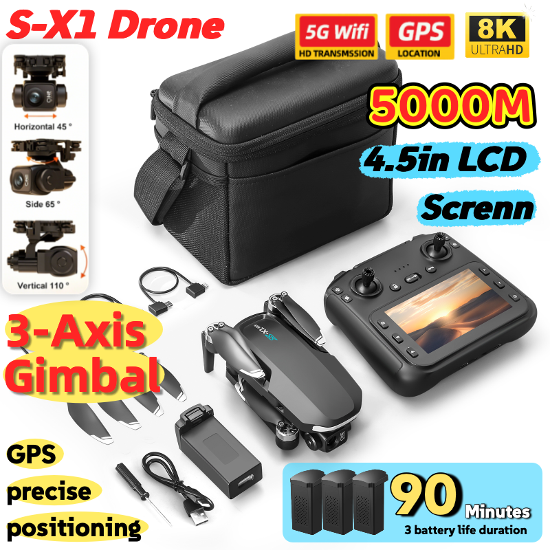 S-X1 MAX GPS Drone with 3-Axis - Drone Kit Long Range recension och pris
