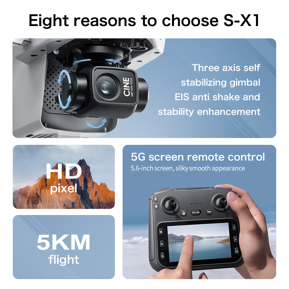 S-X1 MAX GPS Drone with 3-Axis - Drone Kit Long Range recension och pris